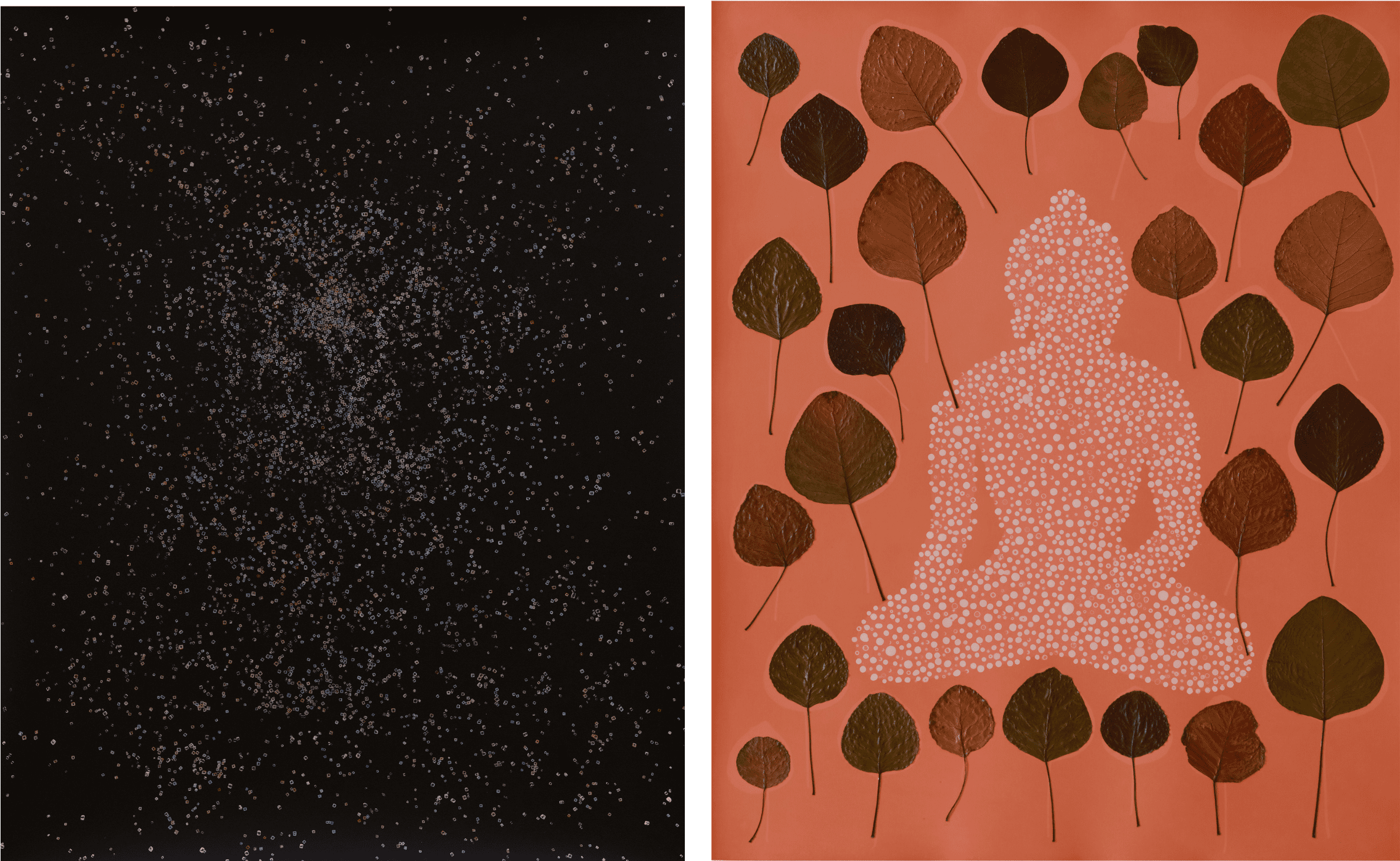 Left: Han Nguyen, “Untitled” (2002), pigment on photo paper, 60 x 50 cm. Courtesy of the artist. Right: Han Nguyen, “Reflection” (2023) from the “Tracing Shadows” series, 60 x 50 cm. Courtesy of the artist.