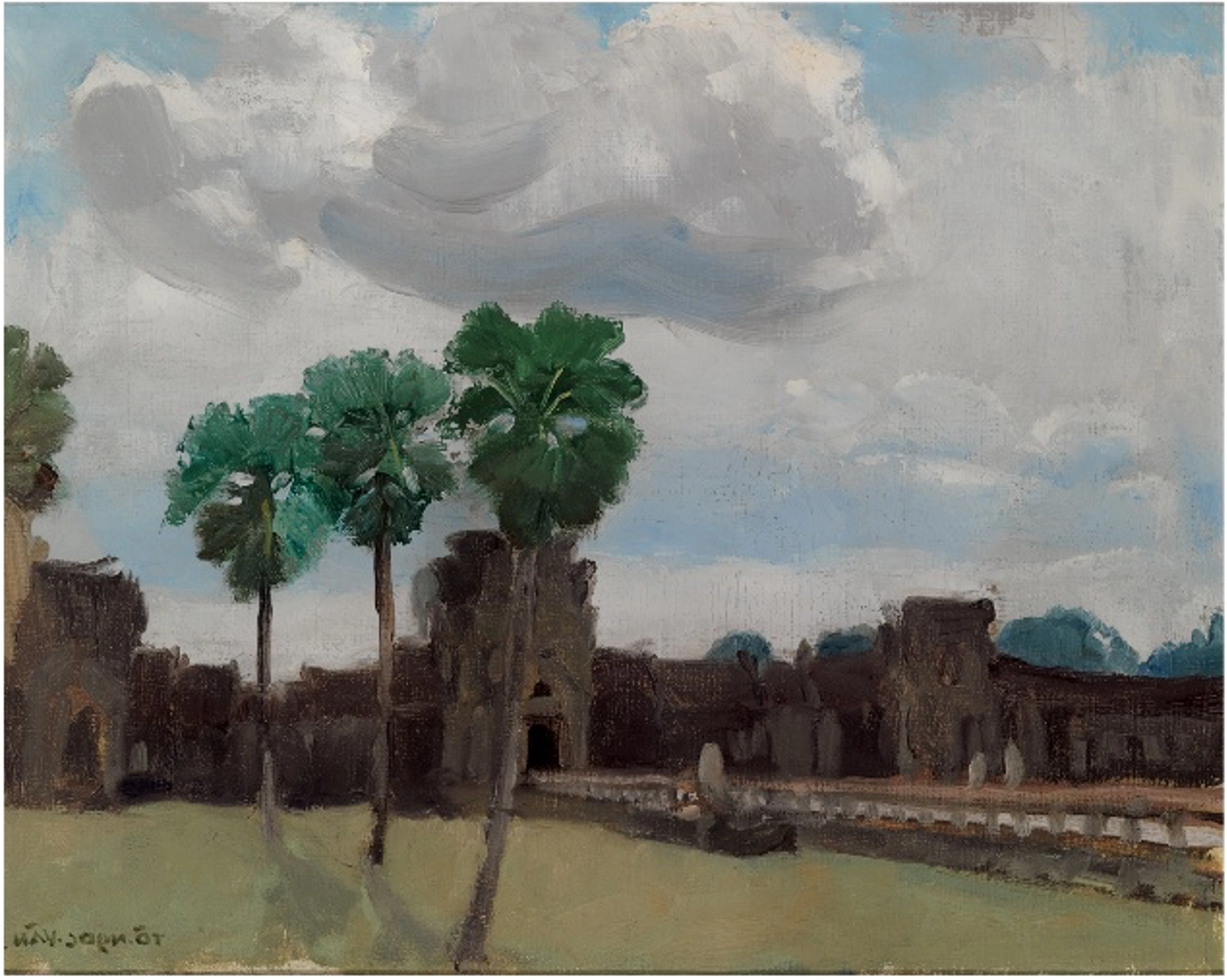 To Ngoc Van, "Angkor Temple" (1936), oil on canvas, 37 × 46.5 cm. Photo: Sotheby's.