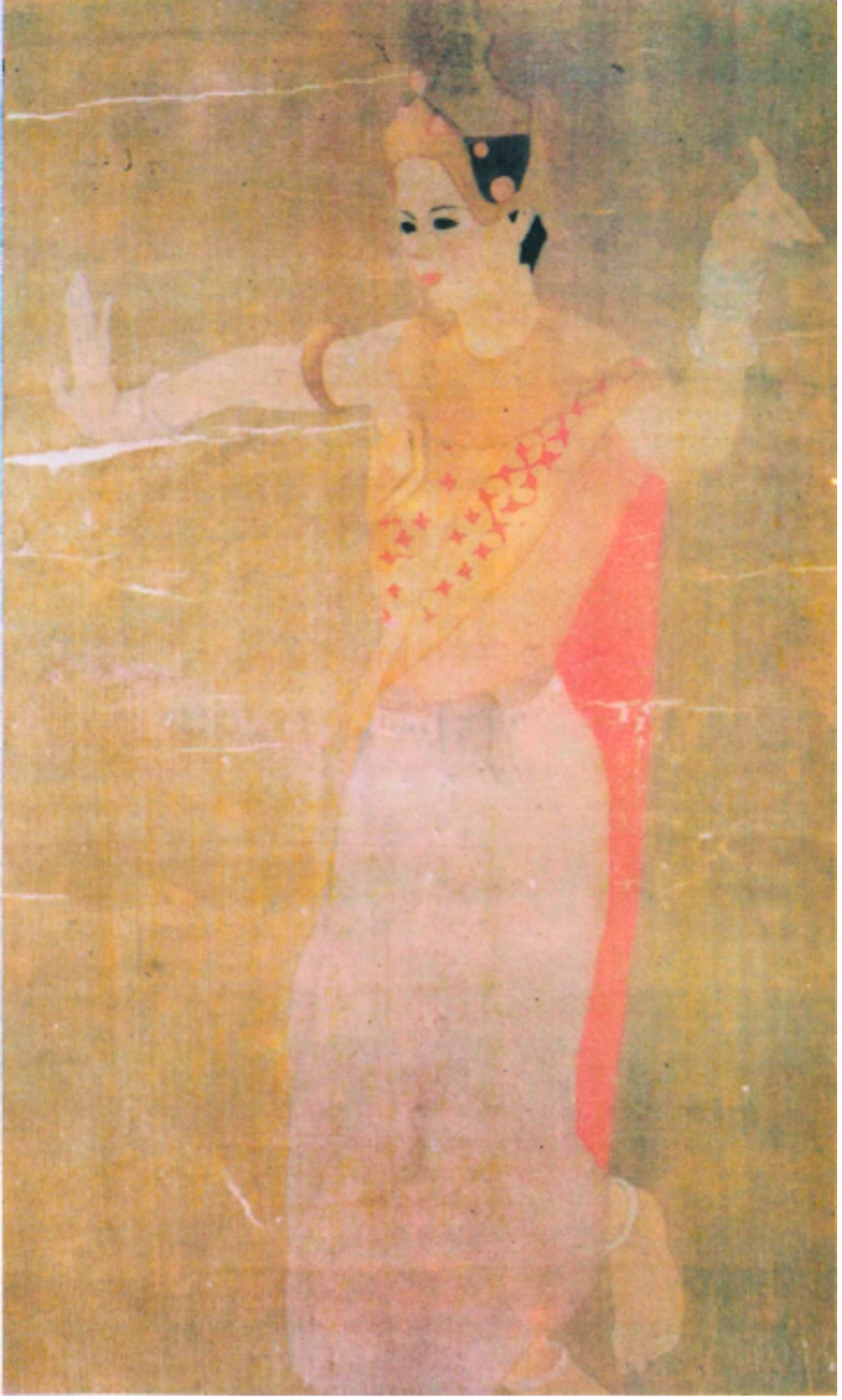 Cambodian dancer (1936), Trần Bình Lộc, colour on silk