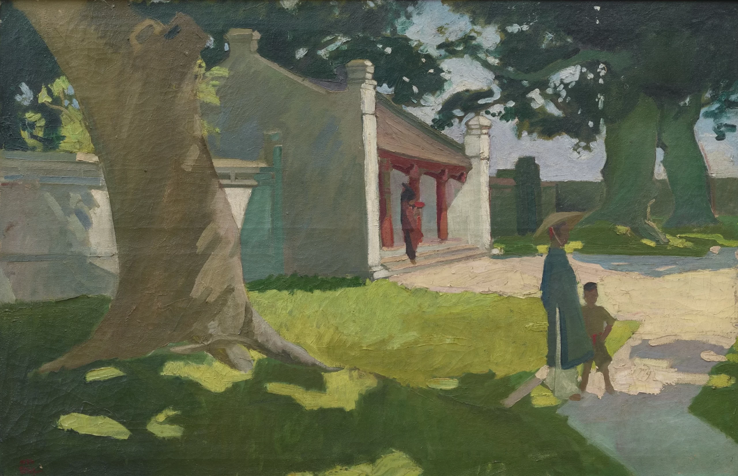 Láng Pagoda (A Garden Scene of Temple) (1936) (right), Trần Bình Lộc, oil on canvas. Source: Sotheby’s.