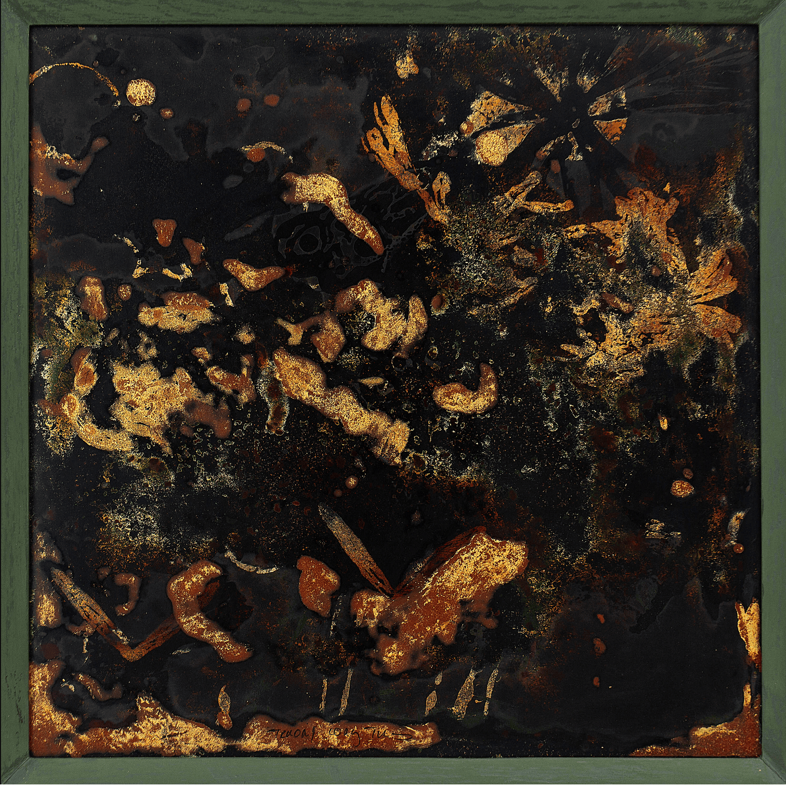 Trương Công Tùng, "As Time Passes Through Shadows... (no.03)" (2023–hiện tại), sơn mài trên đất nung, gỗ tái chế, tấm polycarbonate trong suốt, 30 x 30 x 1 cm, 32 x 32 x 1,5 cm (kèm khung). Ảnh: Galerie Bao.