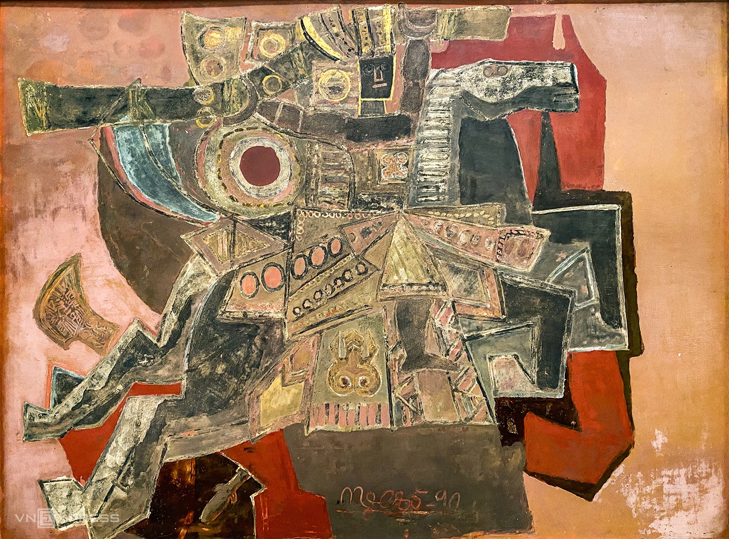 Nguyễn Tư Nghiêm, "Gióng" (1990), sơn mài, 90 x 120,3 cm. Ảnh: Kiều Dương / VnExpress.
