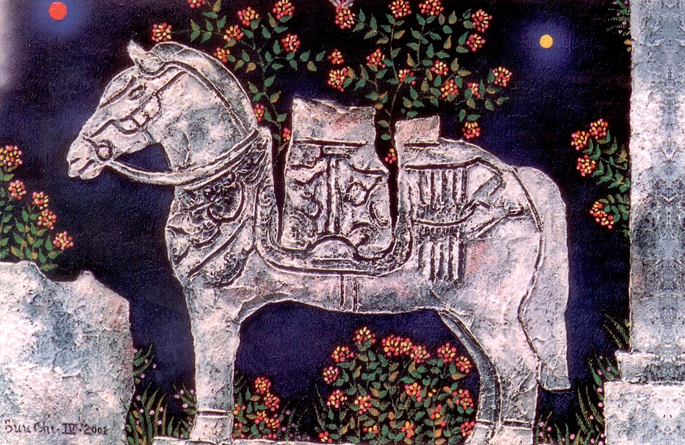 Bửu Chỉ, "Ngựa Đá" (2001), sơn dầu.