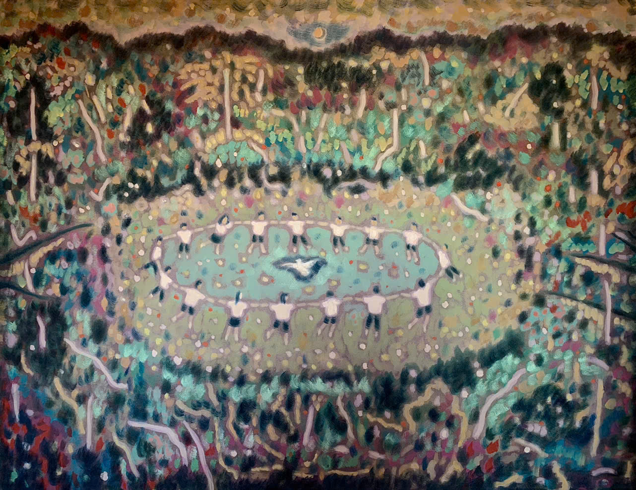 Hải Hoàng, "Hòa Bình (Peace)" (2026), sơn dầu trên toan, 110 x 150 cm. 